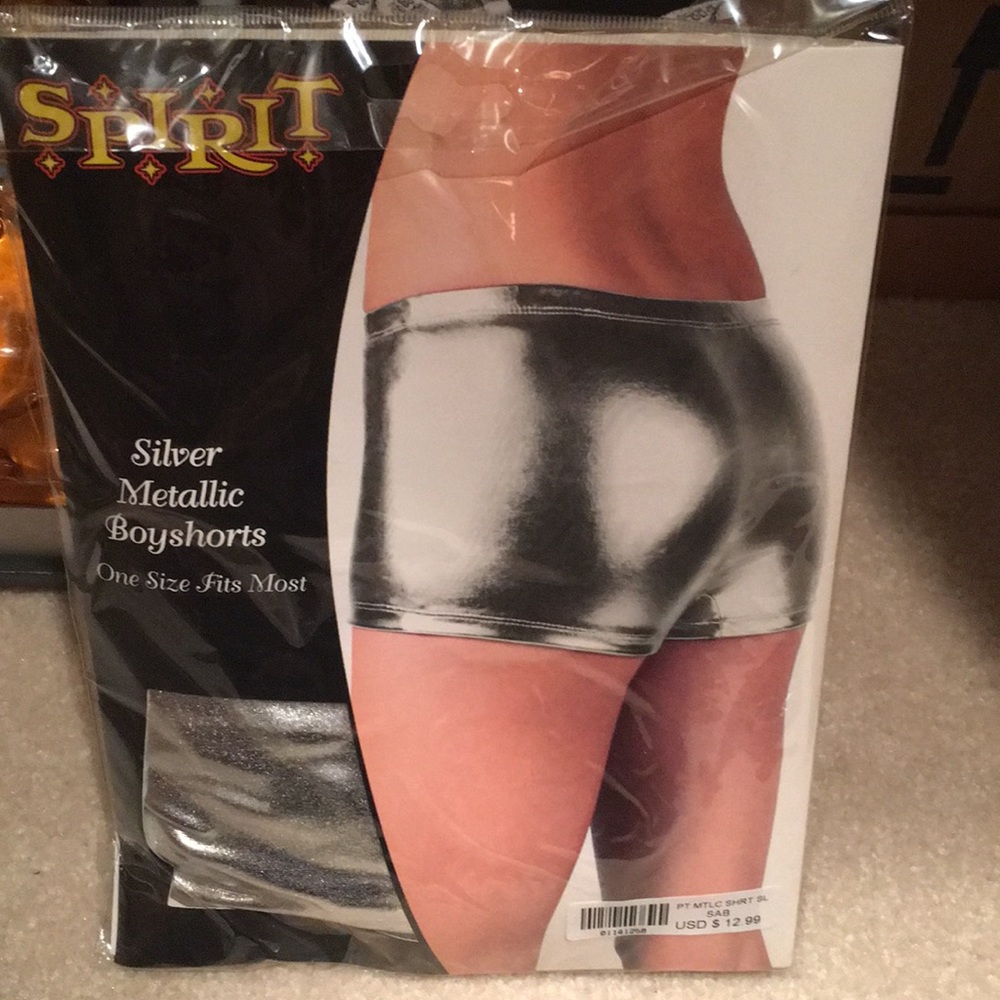 Silver metallic boyshorts Spirit Halloween NEW!
